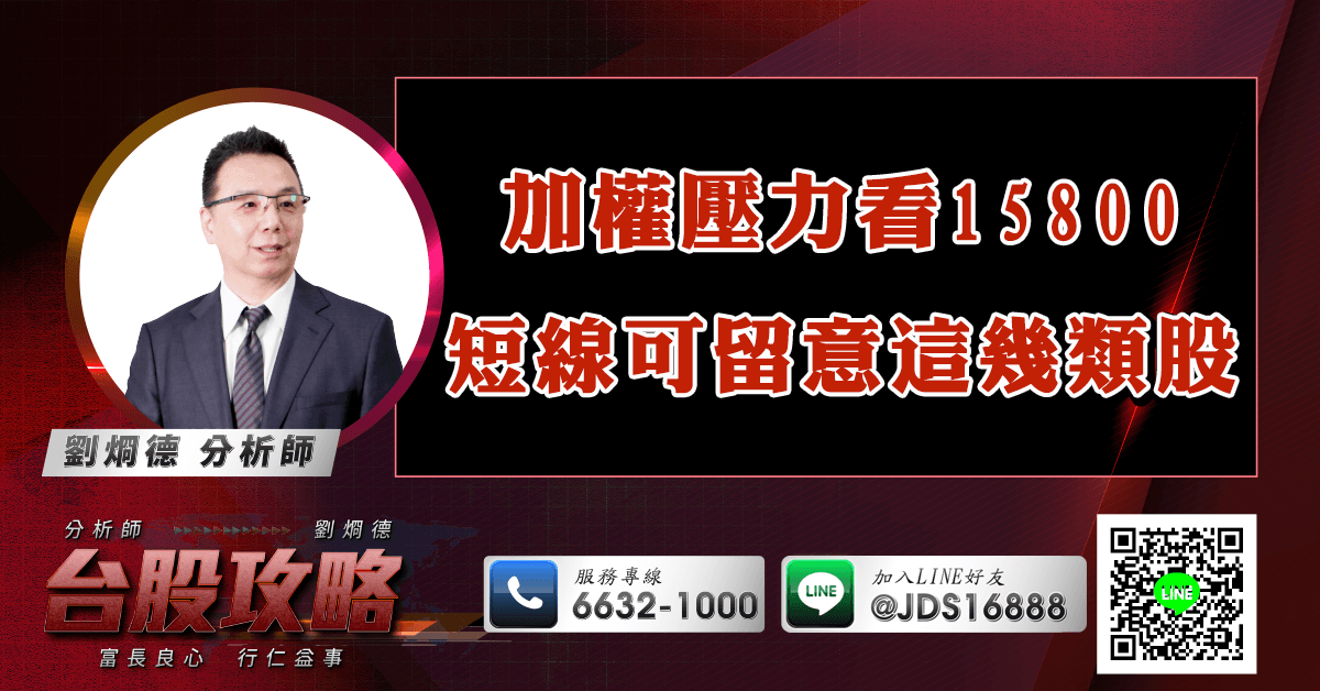 加權壓力看15800 短線可留意這幾類股 (圖)